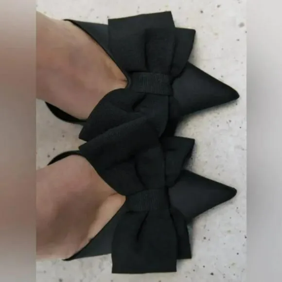ZARA BOW TRIM HEELED SHOES