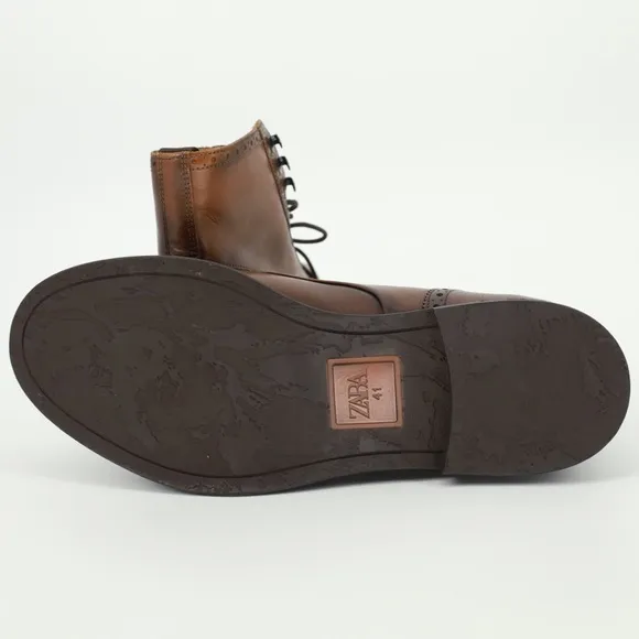 ZARA Brown Leather Ankle Boots