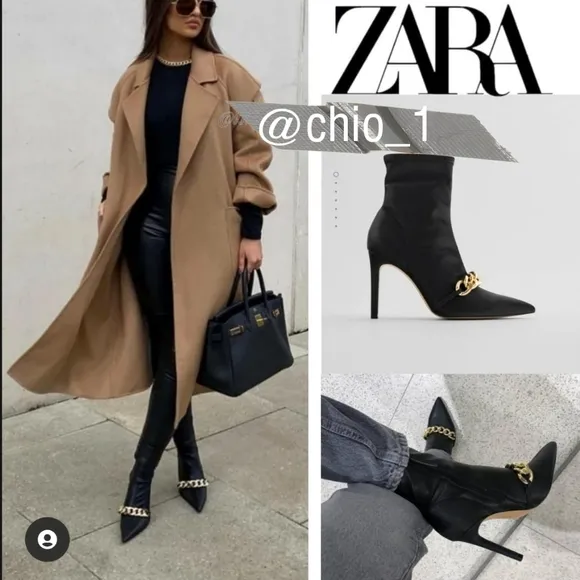 ZARA CHAIN ​​TRIM HEELED ANKLE BOOTS
