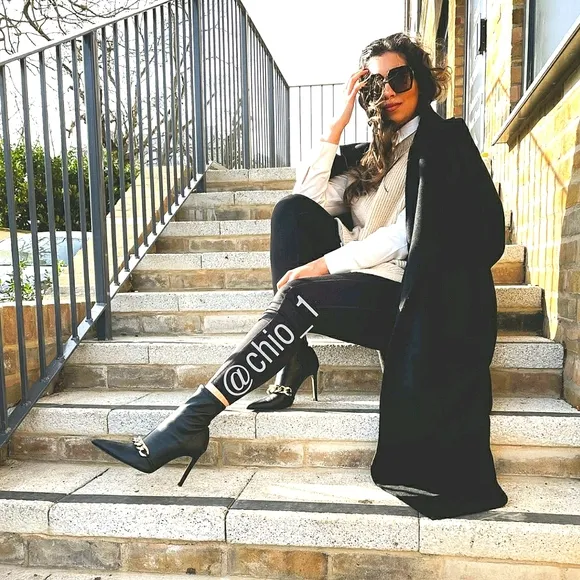ZARA CHAIN ​​TRIM HEELED ANKLE BOOTS