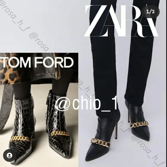 ZARA CHAIN ​​TRIM HEELED ANKLE BOOTS