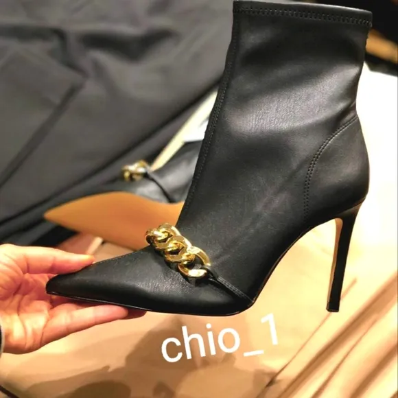 ZARA CHAIN ​​TRIM HEELED ANKLE BOOTS