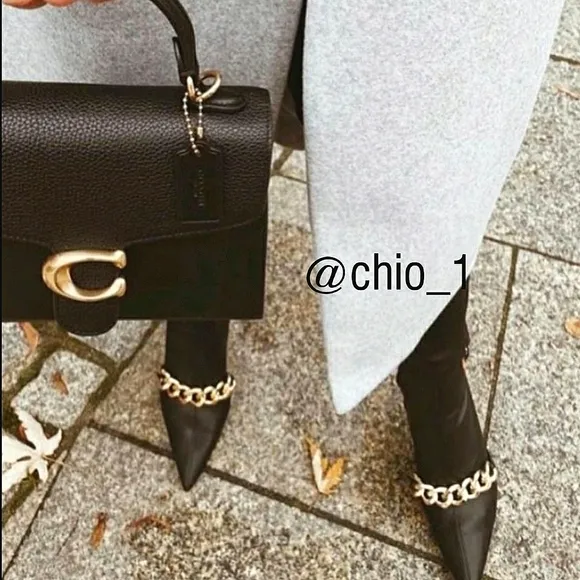 ZARA CHAIN ​​TRIM HEELED ANKLE BOOTS