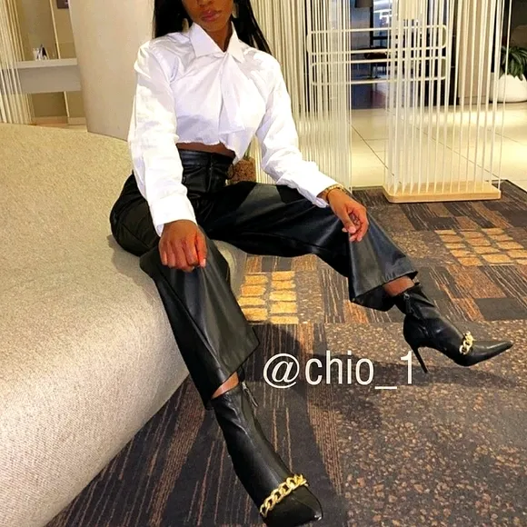 ZARA CHAIN ​​TRIM HEELED ANKLE BOOTS