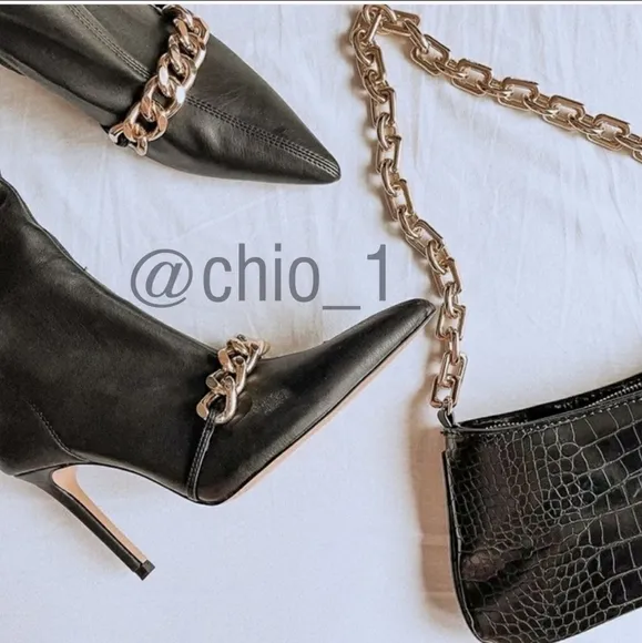 ZARA CHAIN ​​TRIM HEELED ANKLE BOOTS