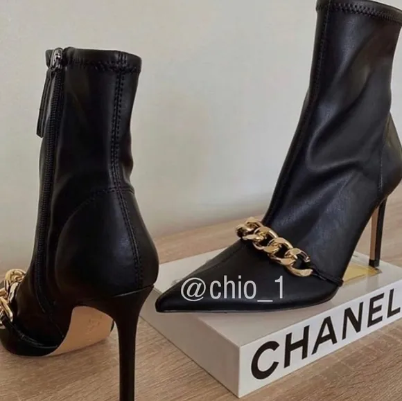 ZARA CHAIN ​​TRIM HEELED ANKLE BOOTS