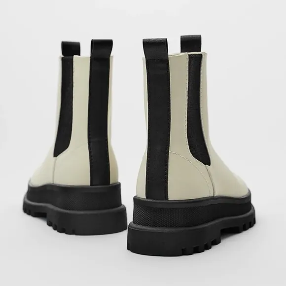 ZARA CONTRASTING ELASTIC GORED ANKLE BOOTS SZ 7