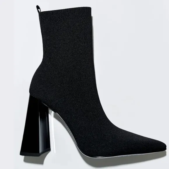 ZARA FABRIC HEELED ANKLE BOOTS SZ 9 EU 40