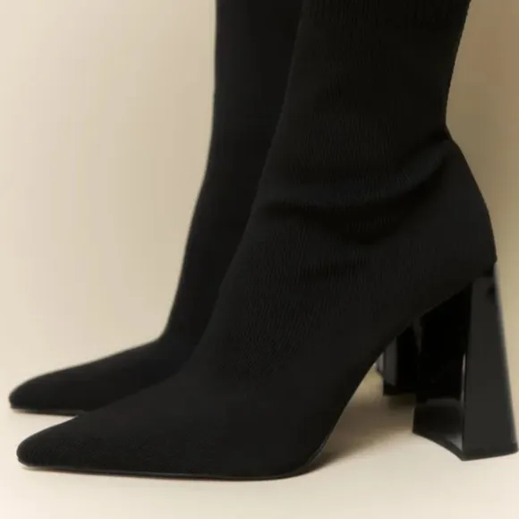 ZARA FABRIC HEELED ANKLE BOOTS SZ 9 EU 40