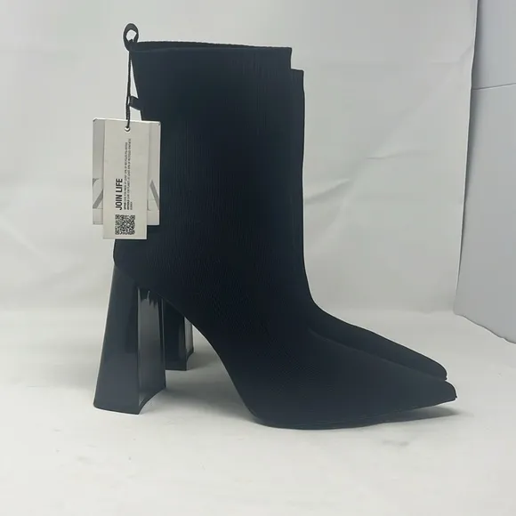 ZARA FABRIC HEELED ANKLE BOOTS SZ 9 EU 40