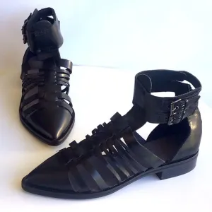 Zara gladiator pointy ankle buckles black sandals