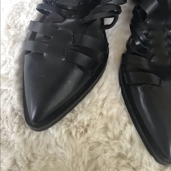 Zara gladiator pointy ankle buckles black sandals