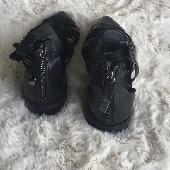 Zara gladiator pointy ankle buckles black sandals