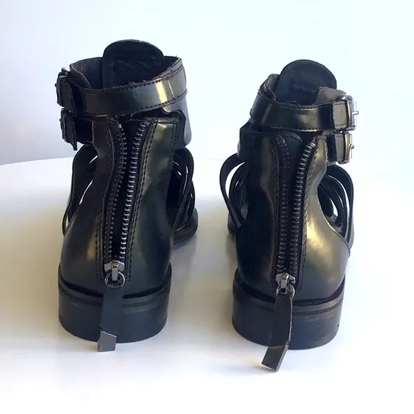 Zara gladiator pointy ankle buckles black sandals
