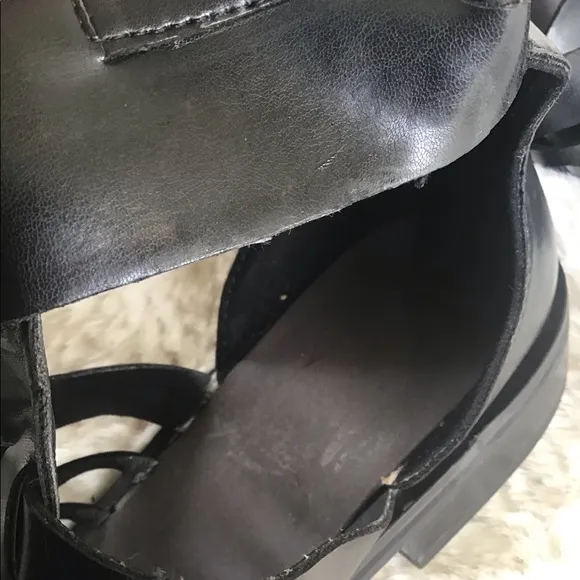 Zara gladiator pointy ankle buckles black sandals