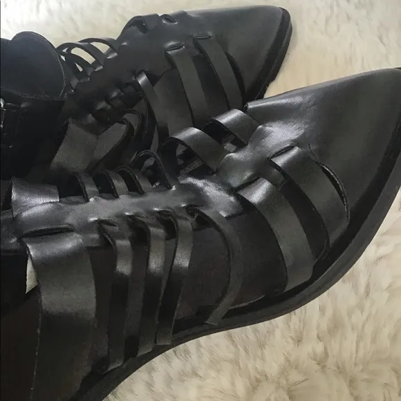 Zara gladiator pointy ankle buckles black sandals