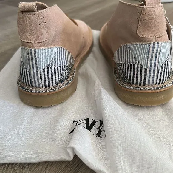 ZARA Kids | Pink | LEATHER PATCHWORK ANKLE BOOTS
