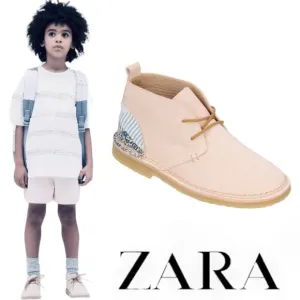 ZARA Kids | Pink | LEATHER PATCHWORK ANKLE BOOTS