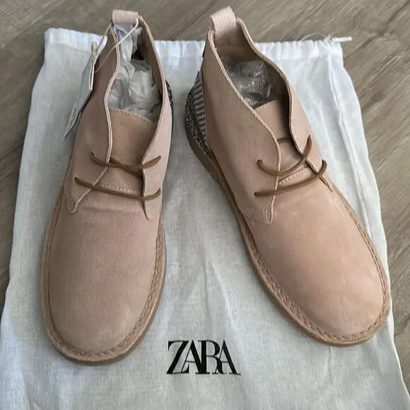 ZARA Kids | Pink | LEATHER PATCHWORK ANKLE BOOTS