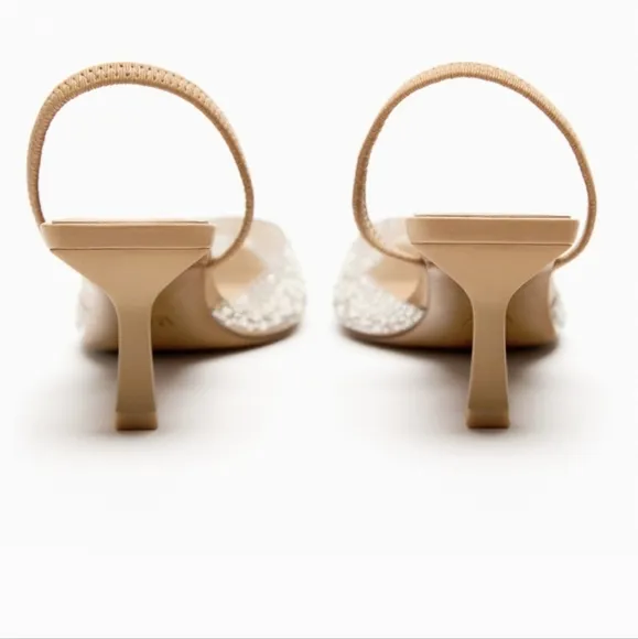 Zara Pearl Heel slingbacks