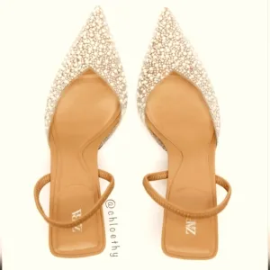 Zara Pearl Heel slingbacks