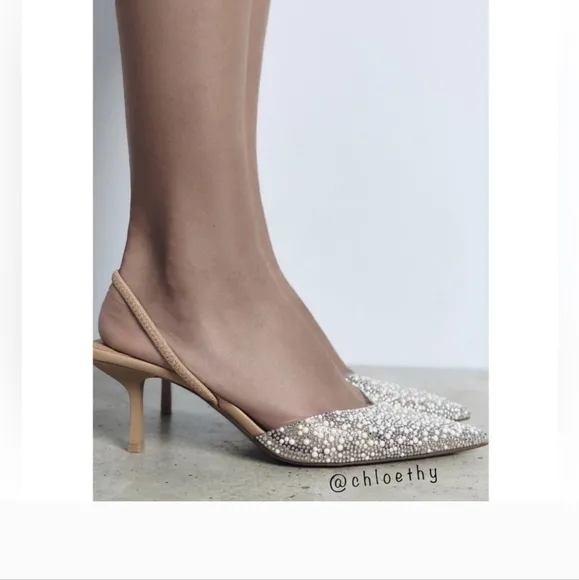 Zara Pearl Heel slingbacks