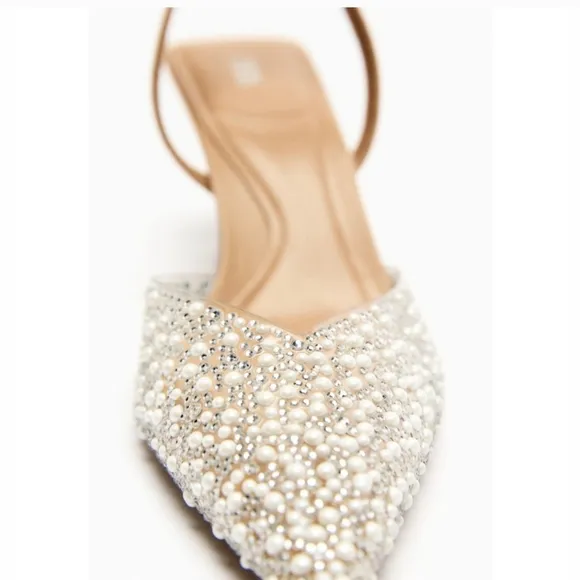Zara Pearl Heel slingbacks