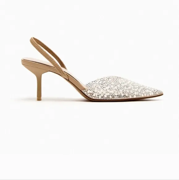 Zara Pearl Heel slingbacks
