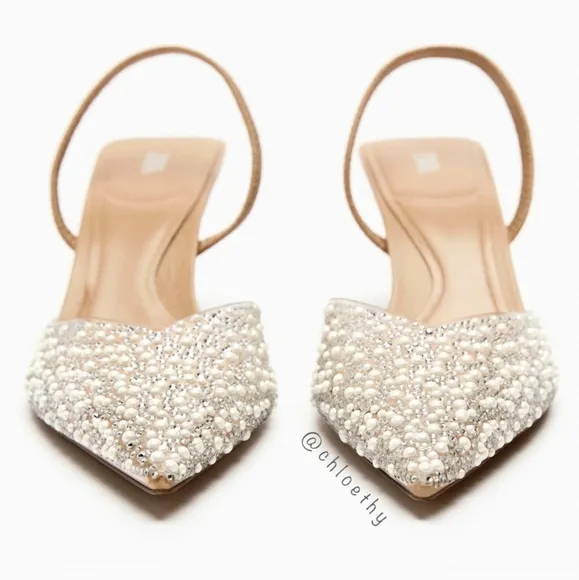 Zara Pearl Heel slingbacks