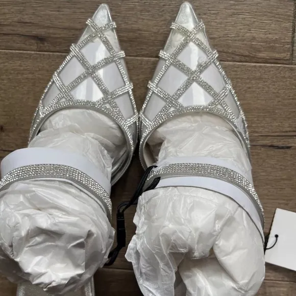 ZARA • Rhinestone Heeled Mules Shoes