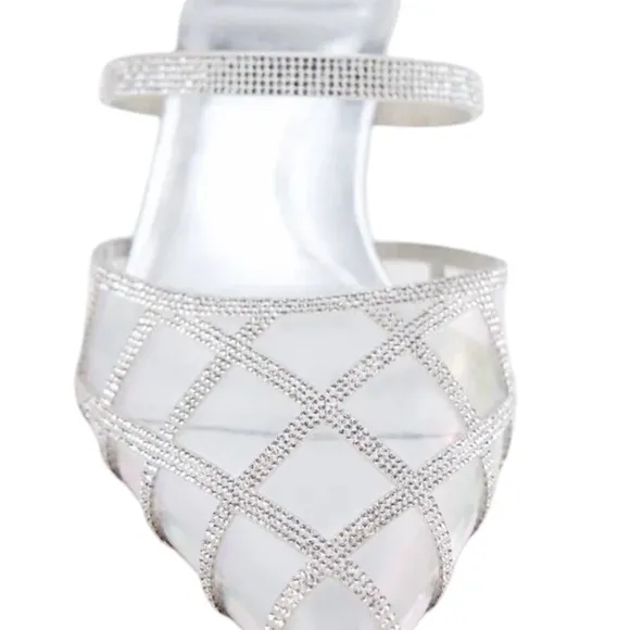ZARA • Rhinestone Heeled Mules Shoes