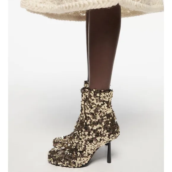 Zara sequin ankle boots