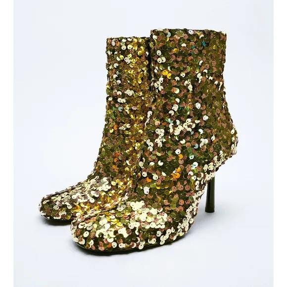 Zara sequin ankle boots