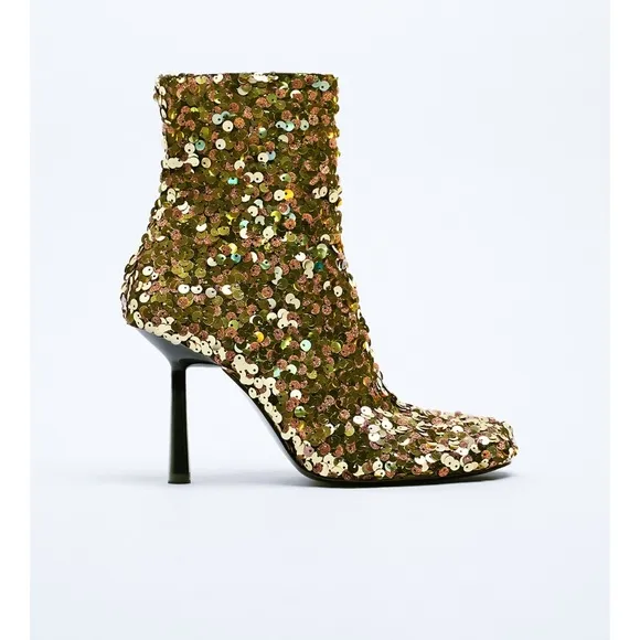 Zara sequin ankle boots