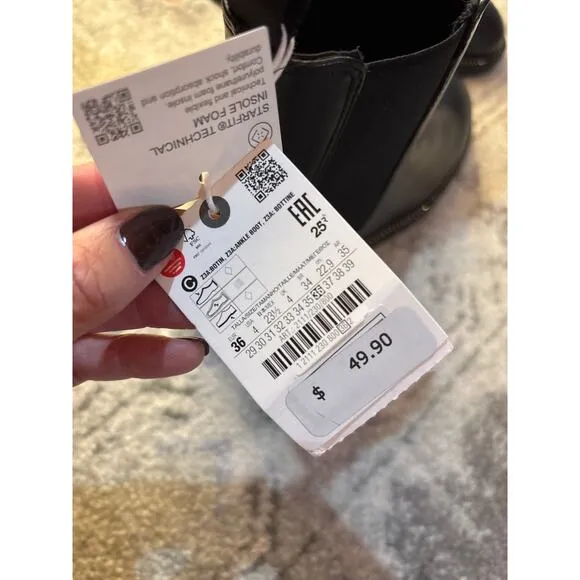 Zara Size 4 Crystal Studded Ankle Boots