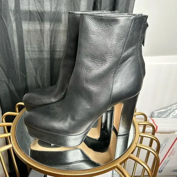 Zara Platform Leather Ankle Boots