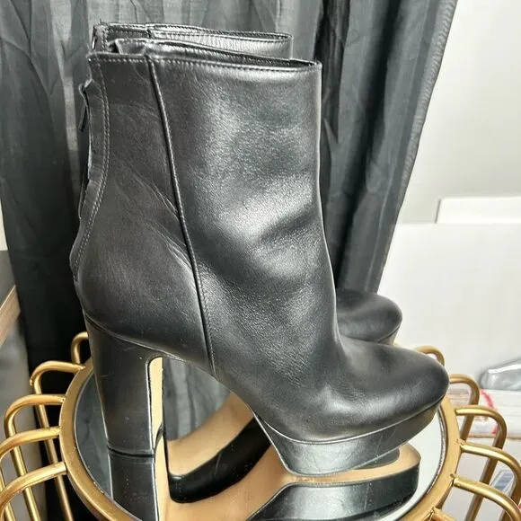 Zara Platform Leather Ankle Boots