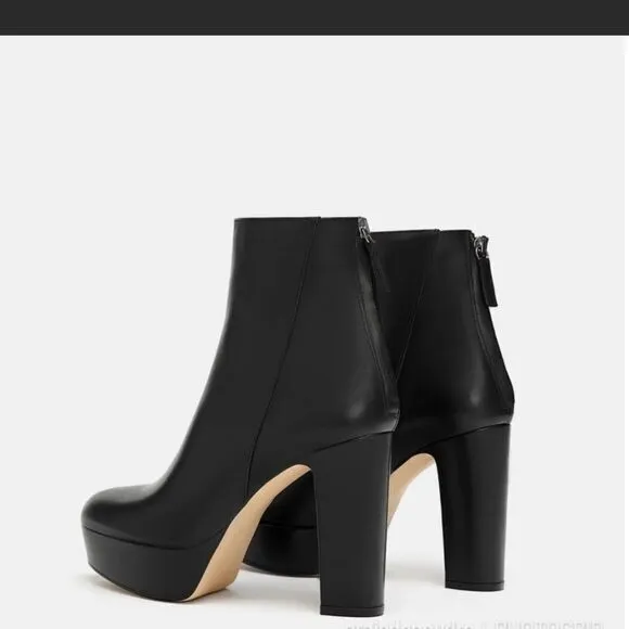 Zara Platform Leather Ankle Boots