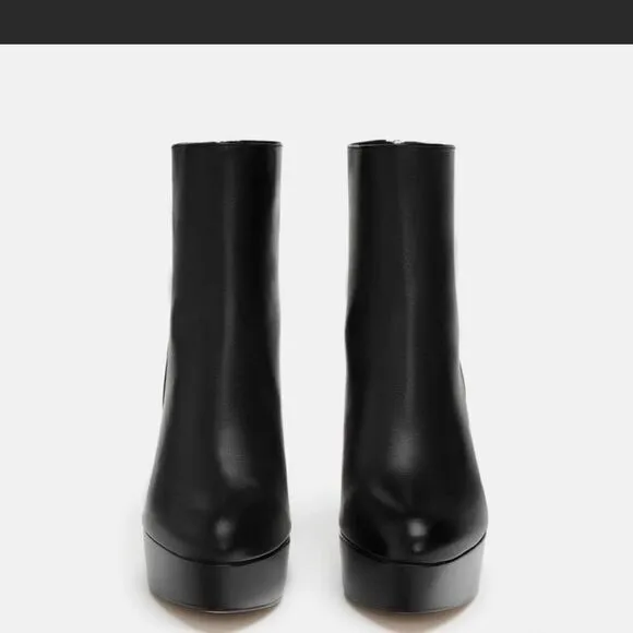 Zara Platform Leather Ankle Boots
