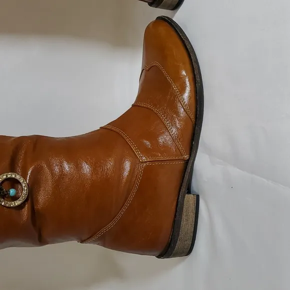 Ziva D'Or Women's Handmade in Israel Genuine Leather Embellished Over Knee Boots