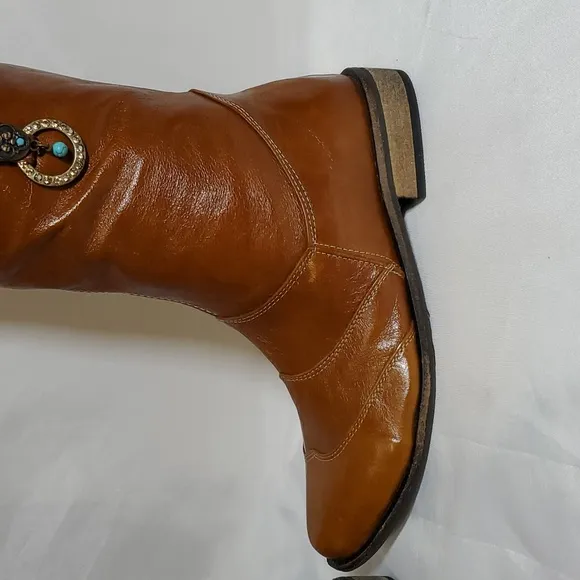 Ziva D'Or Women's Handmade in Israel Genuine Leather Embellished Over Knee Boots