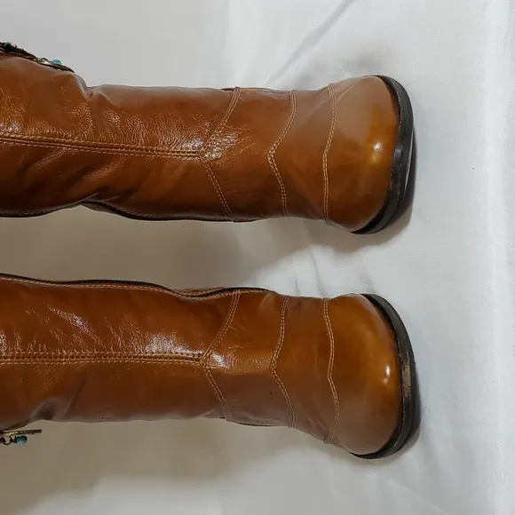 Ziva D'Or Women's Handmade in Israel Genuine Leather Embellished Over Knee Boots